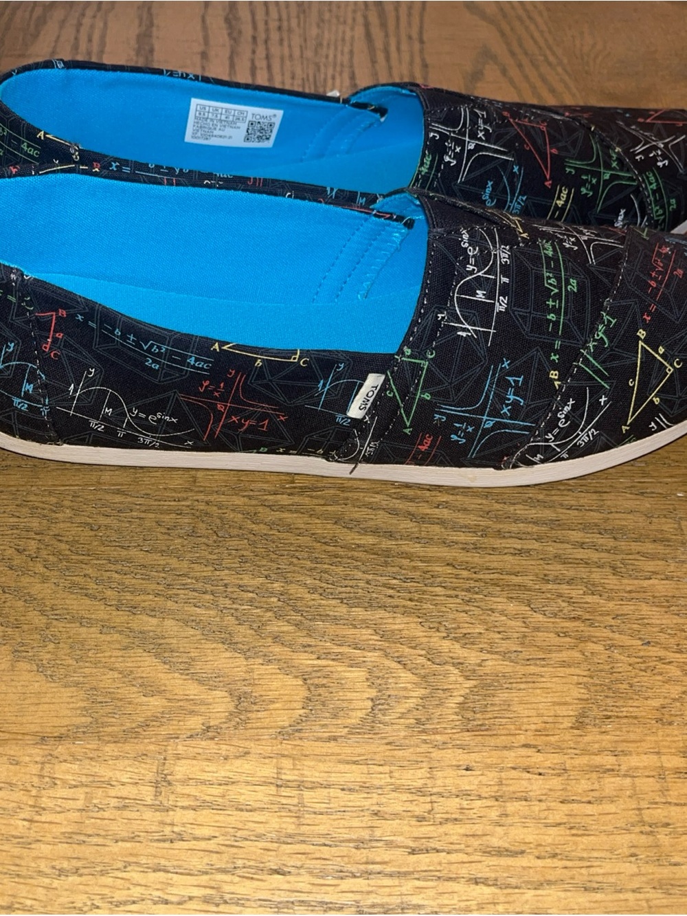TOMS Alpargata Slip-On Flat Womens 9.5 Black Canvas Glow In the Dark Math - Picture 4 of 11
